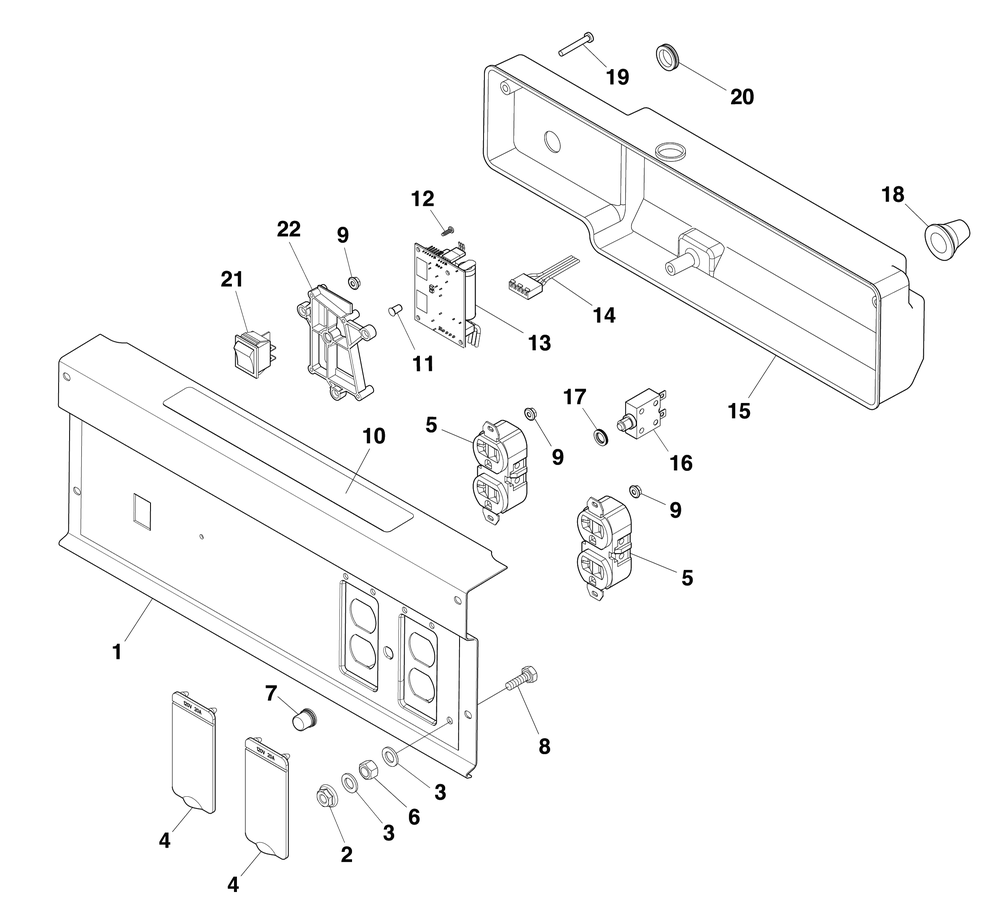Control Panel Diagram and Parts List for 030754-00  Briggs and Stratton Generator